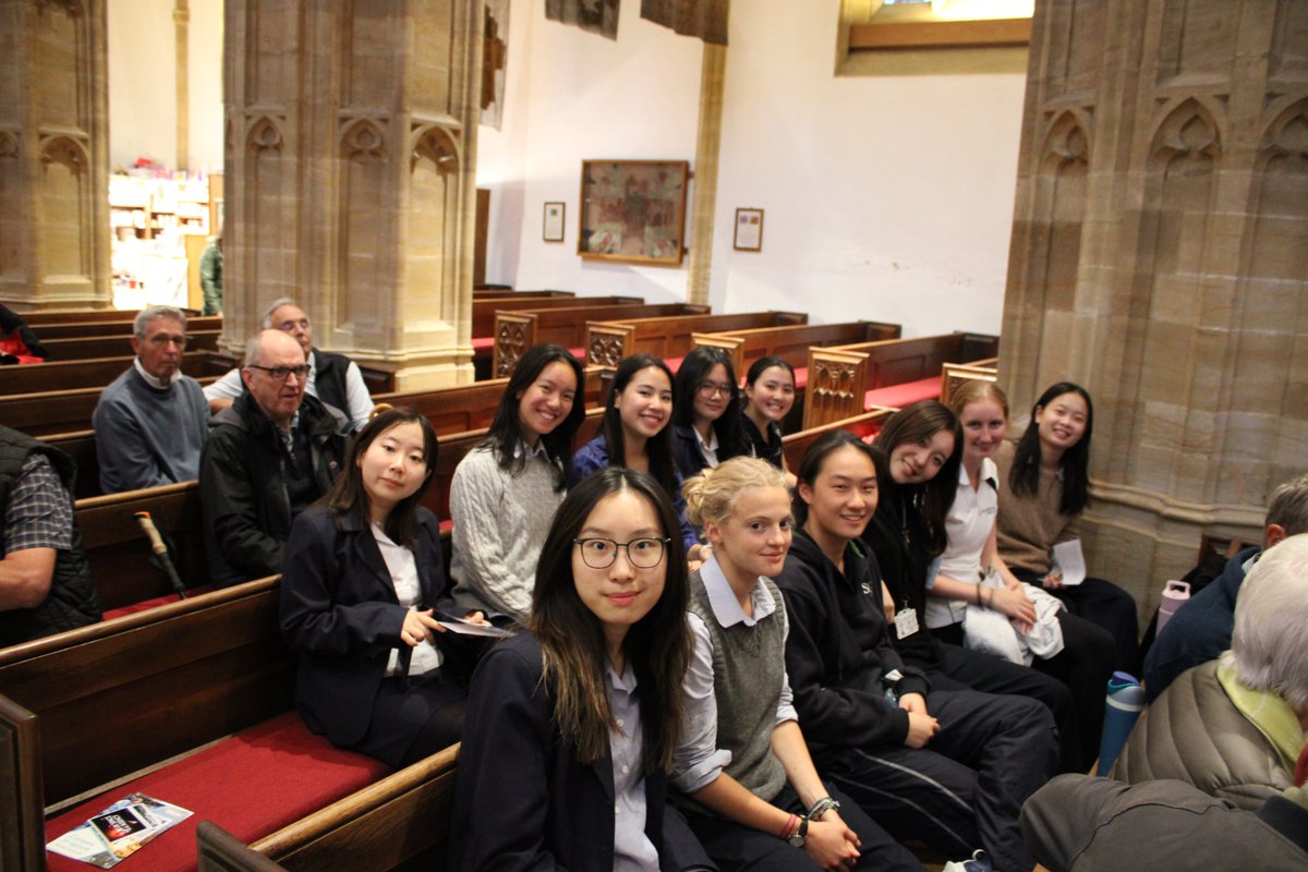 SG_STEM's tweet image. L6 and U6 Physicists visited Sherborne Abbey for a talk by the UK Space Agency under the surreal backdrop of 'Gaia'. The lecture detailed the history and future of space travel and the UK's part in it, as well as the skills and attributes required for a career in Space.