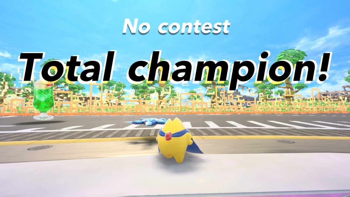 O que acontece se forem os únicos jogadores a alcançar o estádio no modo City Trial? Parabéns! Conseguiram a vitória absoluta! #KirbyAirRiders