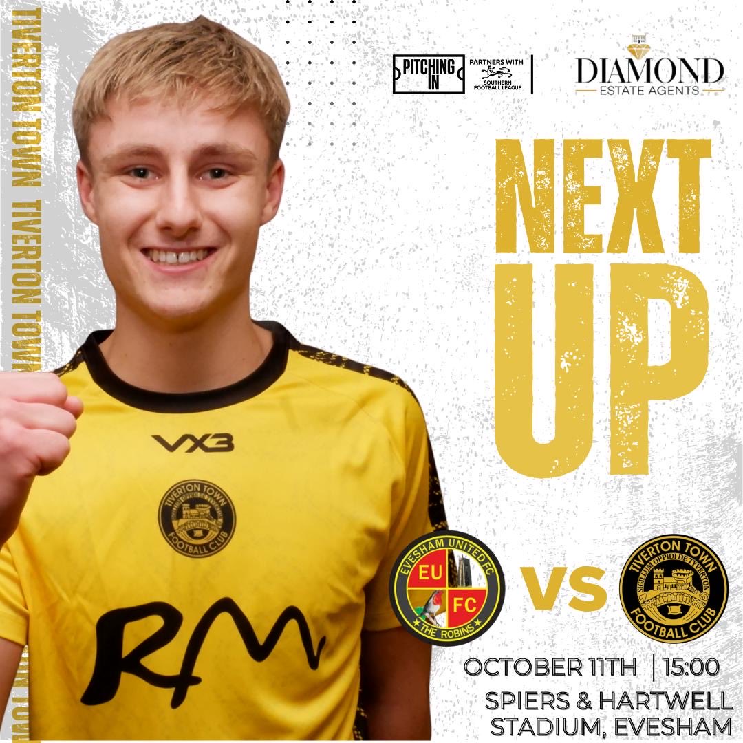 NEXT MATCHDAY 📅

More league action for the Yellows tomorrow as we make the trip up the M5 to take on Evesham United. 

📅 Saturday 11th October. 
🕒 3pm
🏟️ The Spiers &amp; Hartwell Stadium, WR11 2LZ 

#OneTownOneTeamOneTivvy 💛