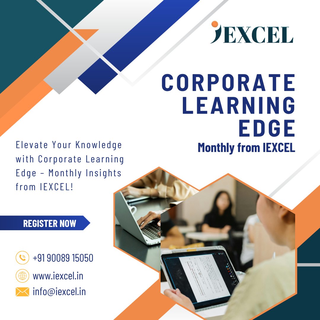 IexcelLearning's tweet image. Corporate Learning Edge – Monthly from IEXCEL
🎓 This month’s Corporate Learning Edge from IEXCEL is here! Unlock the latest insights to drive your 
💻 Learn more: iexcel.in
📩 info@iexcel.in
 | 📞 +91 90089 15050
#CorporateLearningEdge #IEXCEL #ProfessionalGrowth