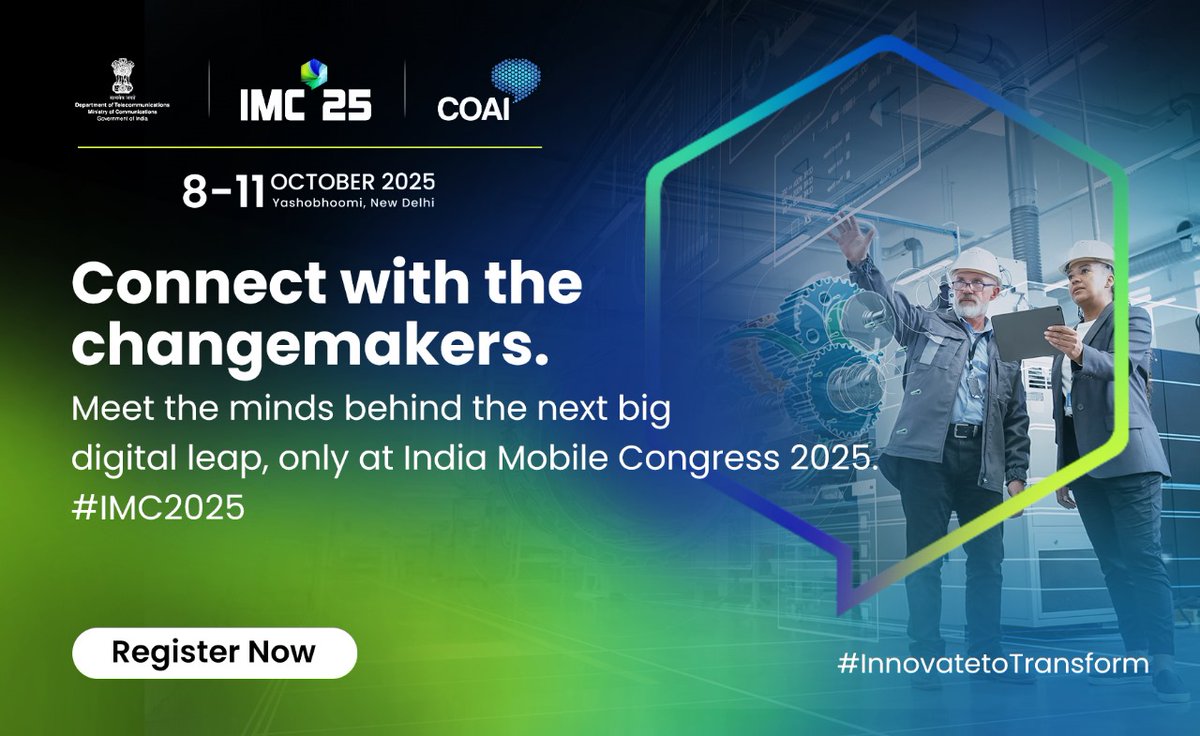 ShubhamGho86813's tweet image. From code to connectivity, innovation starts here.
#IndiaMobileCongress is where challenges meet creativity.
Experience the power of collaboration and change.
Let’s redefine what technology can achieve.
@exploreIMC