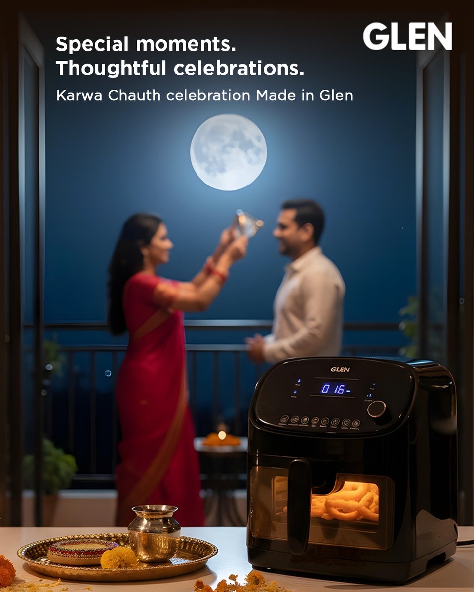 #KarwaChauth is all about celebrating love and togetherness under the moonlight. 🌕
And what better way to complement it than with easy, quick, and delicious festive treats made in minutes?
With the Glen Air Fryer, bring warmth &amp; great taste to your celebration.