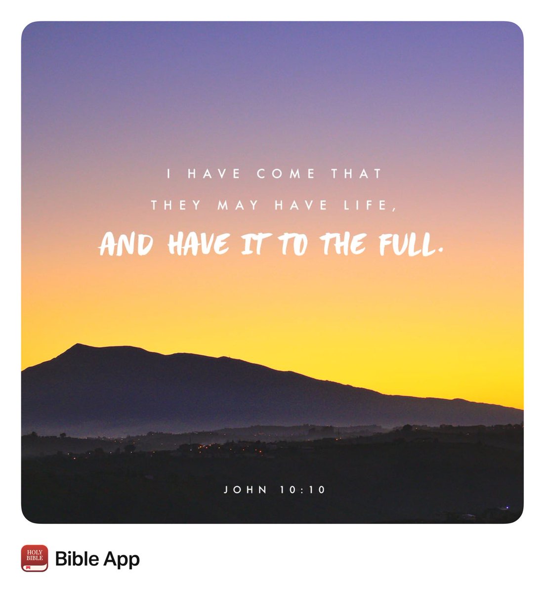 “The thief comes only to steal and kill and destroy; I have come that they may have life, and have it to the full.”
John 10:10 NIV

#Verseoftheday