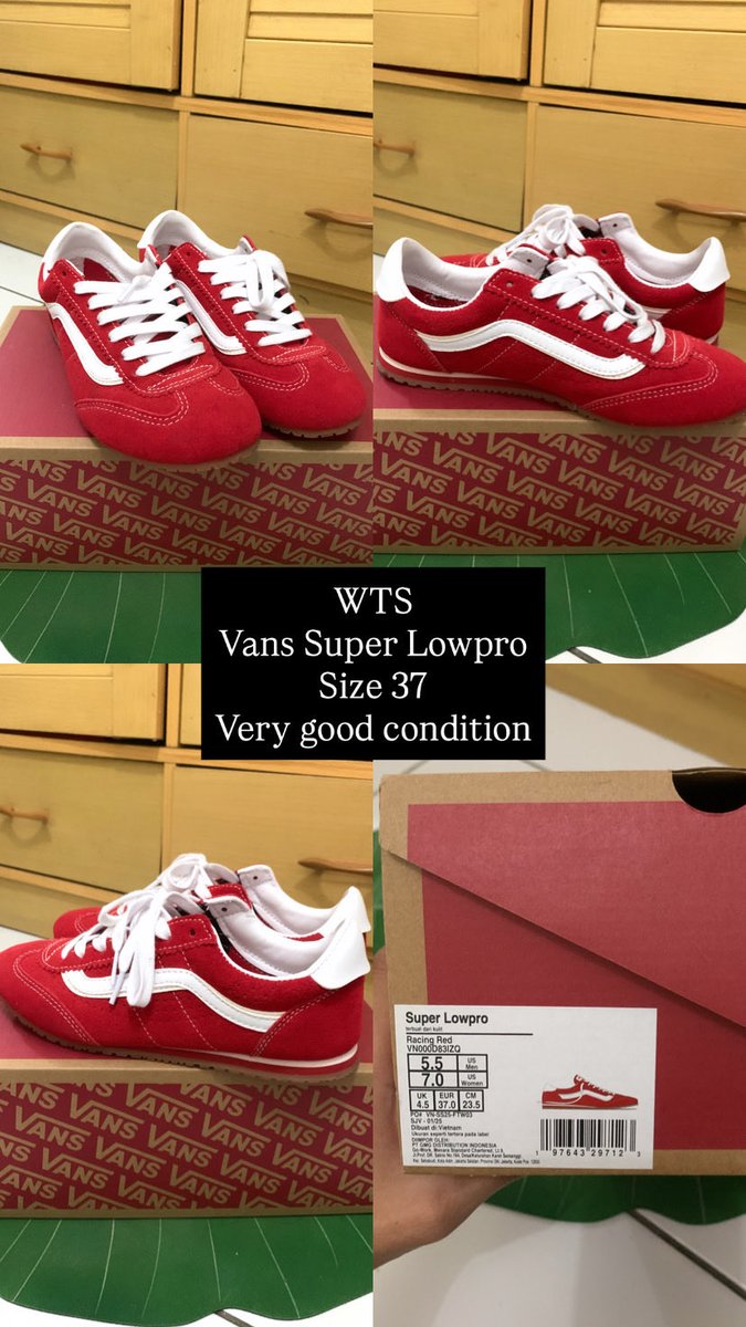 WTS (Want to Sell) 
Vans Super Lowpro 
Size 37 
Warna Red
Very good condition 

bisa co oren 🍊
1.1 jt (nego) 

#zonauangᅠ #zonajajan #preloved #vans
