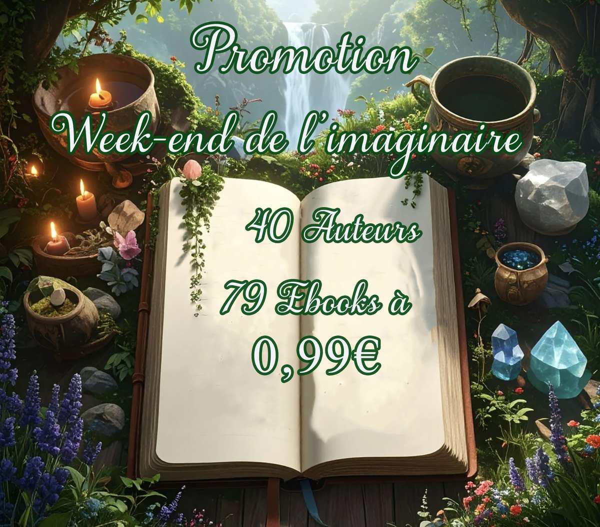Bonjour à tous les <a href="/lecteurs/">Lecteurs com</a>
Faites le plein de rêves avec 79 ebooks à 0,99€ uniquement ce week-end du 10 au 12 octobre 2025 et évadez-vous en découvrant 40 auteurs réunis par <a href="/VanessaDLAuteur/">Vanessa D.L. 📖</a> , dont moi-même ;) C'est ici : weekendimaginaire.wordpress.com