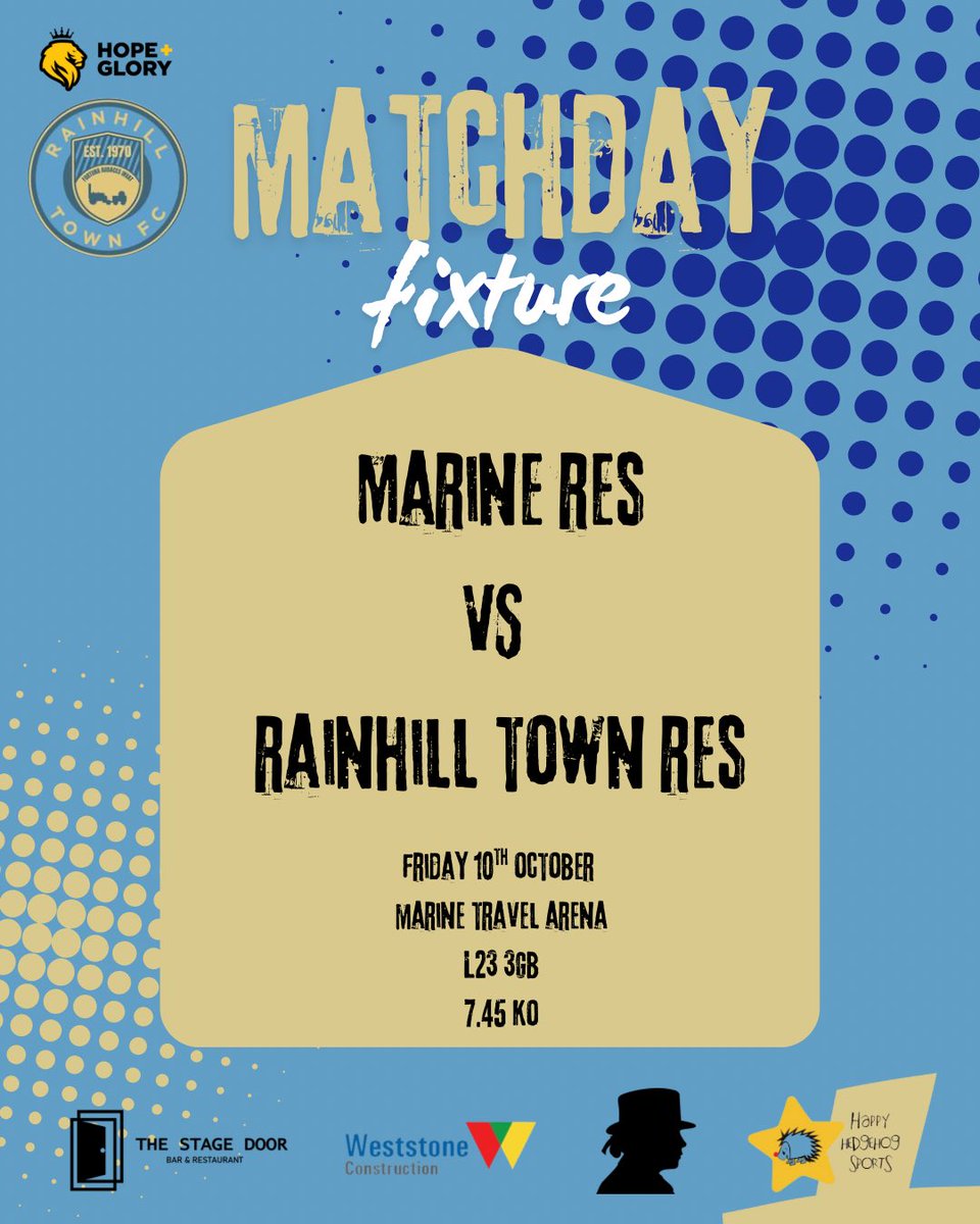 RainhillTownFC's tweet photo. 🚂 FRIDAY NIGHT UNDER THE LIGHTS 🚂

Reserves travel to Marine reserves tonight at the Marine travel arena. It’s a 7.45 ko and entry tonight is £3 🙌🏻

#oneclubonevision https://t.co/mftltrecgR
