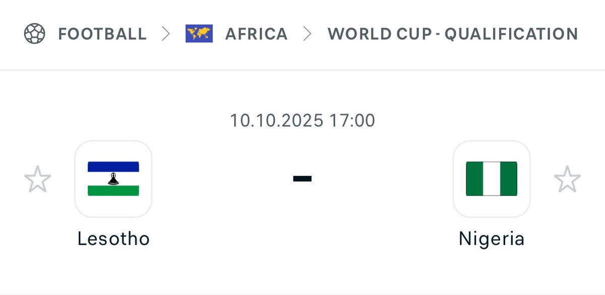 50k for 5 lucky winners 🏆 🔥 

Predict Lesotho vs Nigeria 

You must be following, like, retweet 
to stand a chance.