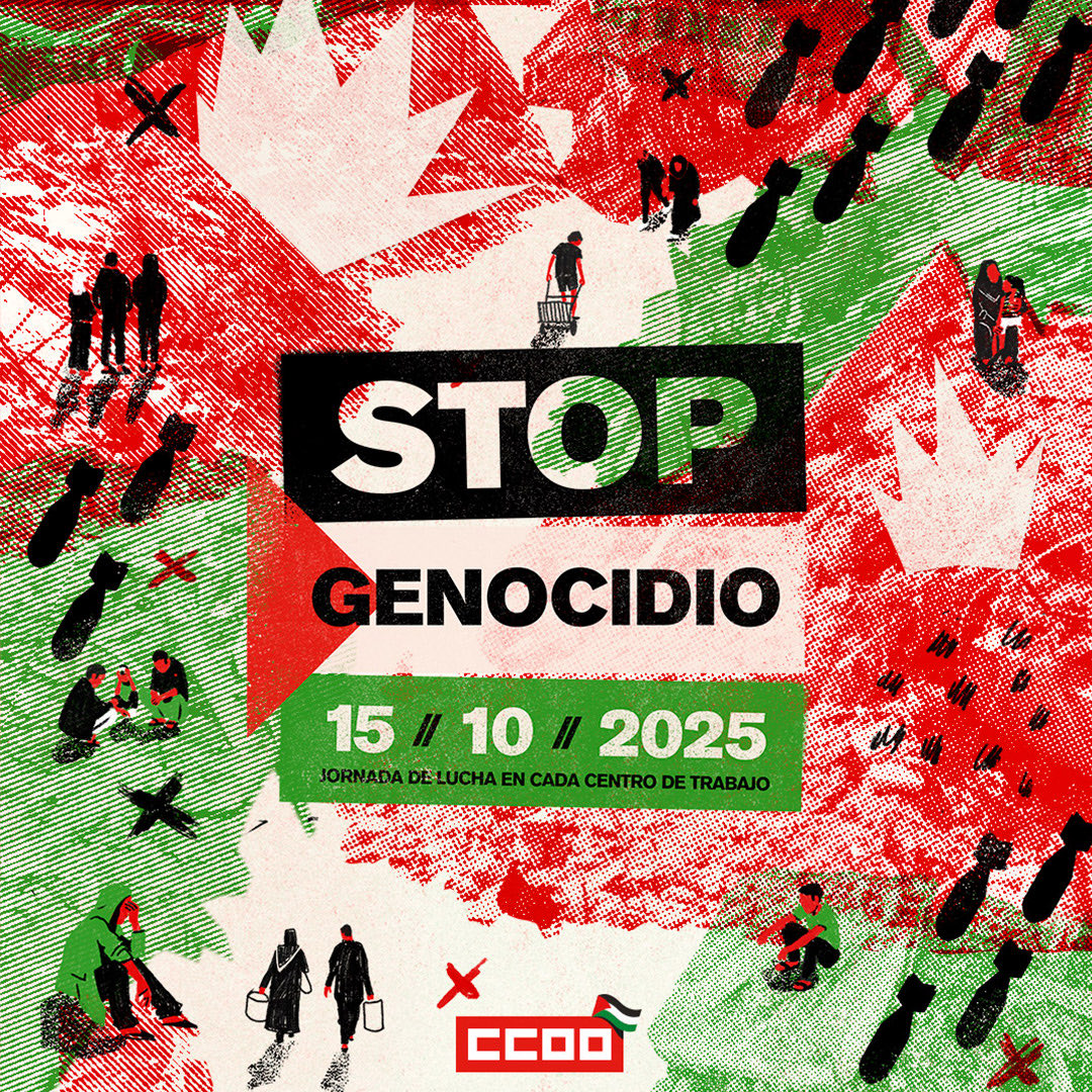 📣 ¡El 15 de octubre paramos por Palestina!

✊ Nuestras organizaciones ya se preparan para llenar los centros de trabajo de solidaridad y dignidad.

🇵🇸 Porque no vamos a callar ante el genocidio ni mirar hacia otro lado.

🎥 Mira los vídeos y súmate a esta jornada de
