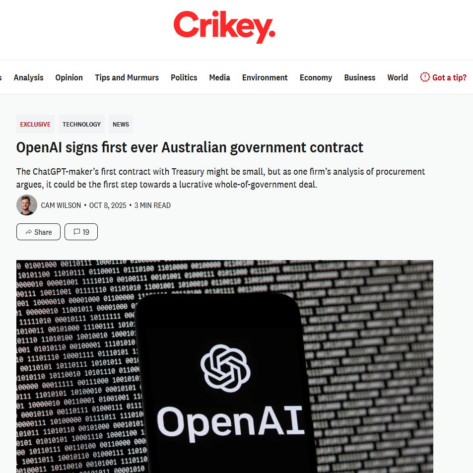 Yeah this is not good. So much for plans for a sovereign AI or prioritising ethical procurement or protecting the data of Australians.