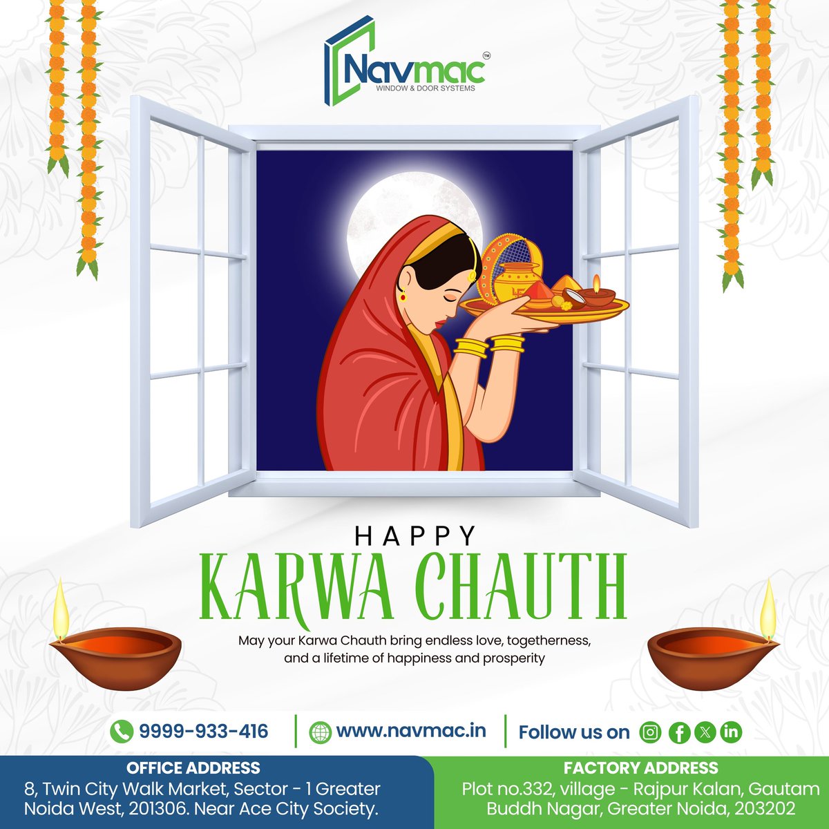 NAVMAC_Doors's tweet image. May the glow of the moon and the light of love fill your home with peace, happiness, and prosperity.
💫 Navmac wishes you a blissful Karwa Chauth! 
📱 Get in touch with us at +91 9999-933-416 for any queries or DM us!
#NavmacWindows #HomeUpgrade 
#Navmac #WindowOfHappiness