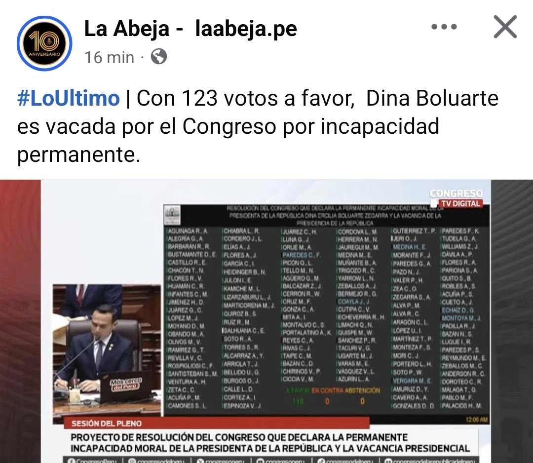 Duro golpe al feminismo radical que postula la superioridad moral de la mujer sobre el hombre. Dina Boluarte, primera presidente del Perú, ha sido destituida por incapacidad moral permanente.