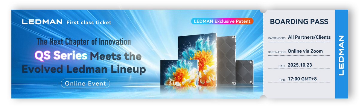 DisplayLedman's tweet image. Your Boarding Pass to the Future of Display! ✈️
Join our exclusive online showcase and discover:
✅ Ultra-HD visual clarity
✅ Up to 50% energy savings
✅ Flawless performance
Stay tuned for the departure gate!
#LEDMAN #QSseries #MicroLED #PSETech