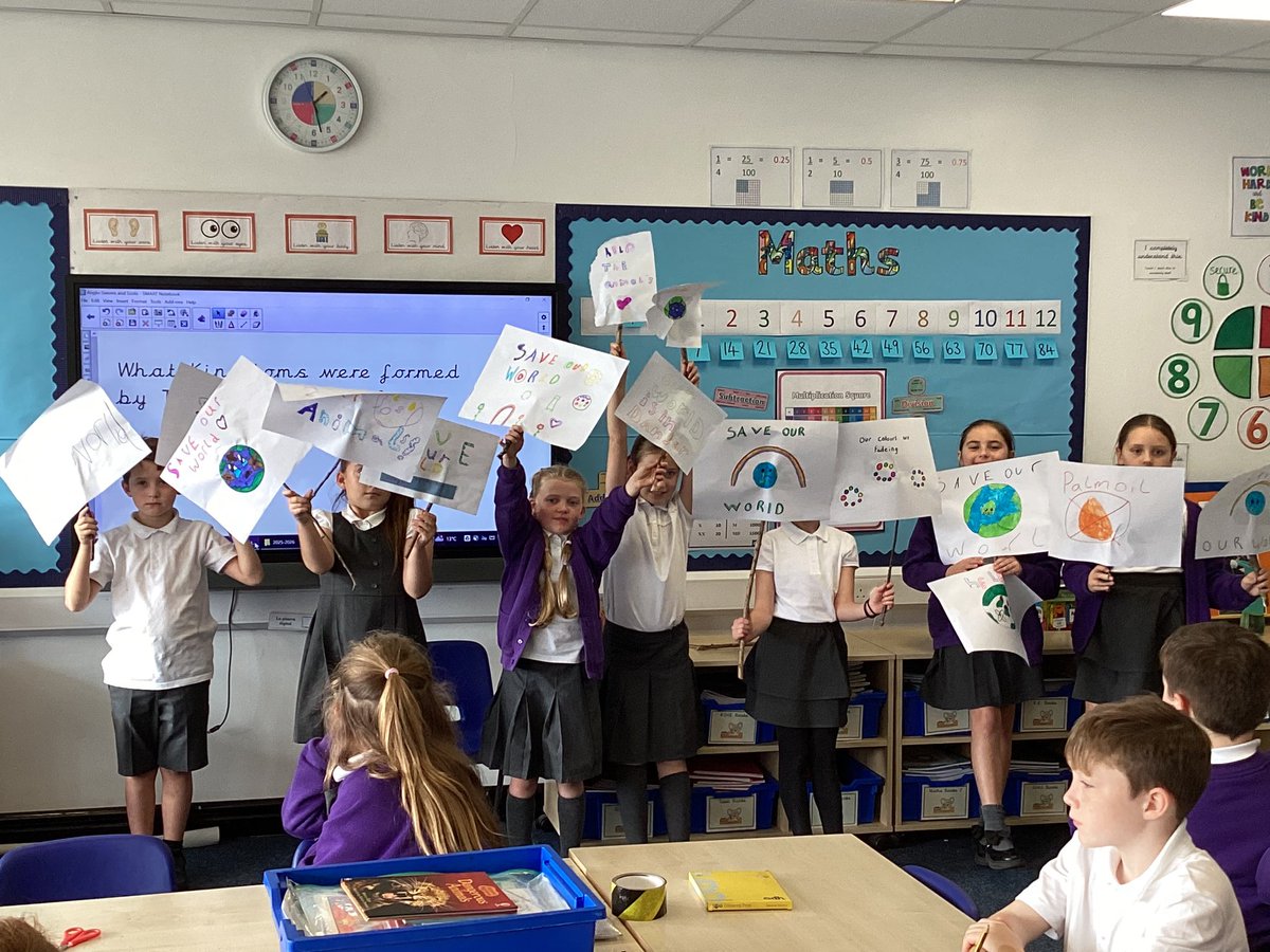 In English, we have been studying environmental issues and writing a leaflet to inform people about these. Some children wanted to take this even further by creating posters to get the message out about taking care of our world.