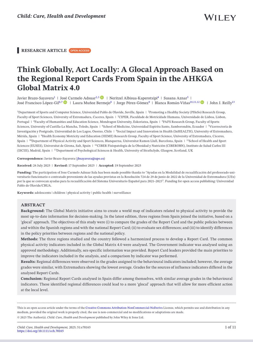 jbsayavera's tweet image. 🔈 Paper comparing regional report cards produced in Spain about physical activity-related indicators in the #GlobalMatrix 4️⃣.0️⃣ 

Should we explore the regions within a country? It seems it is worth it due to the regional differences and the necessity of acting at local level
