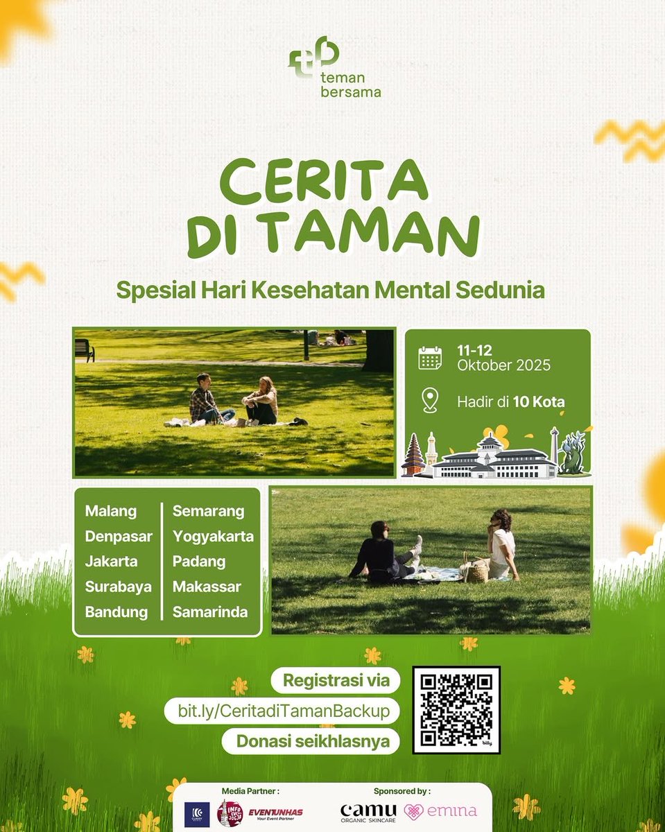 SJaehi's tweet photo. Yuk, ikut Cerita di Taman!

💸 *GRATIS*
⚡ Kuota TERBATAS banget!
👉 Registrasi klik https://t.co/ydhSSb5uZg 

Padang : Minggu, 12 Oktober 2025. 08.00-12.00
📍: Taman Bermain Masjid Raya Ahmad Khatib Alminangkabawi (Masjid Raya Sumbar)

See you there, Teman! 🌱 https://t.co/brCohdE3aU