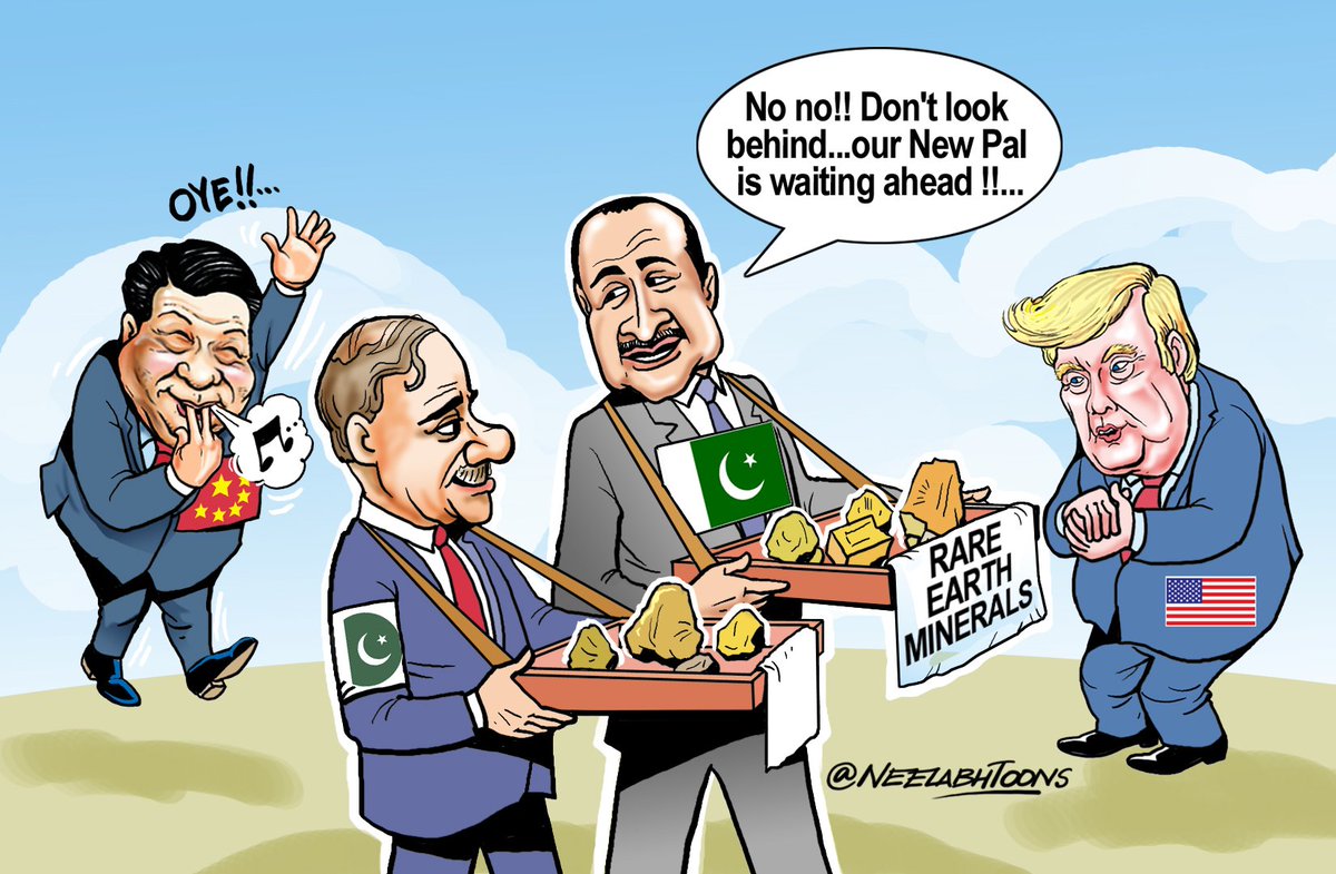 JioNews's tweet image. Pakistan’s rare earths are digging up rare alliances! 💎🌍

Art by: @NeelabhToons

#GeoPolitics #Pakistan #China #US #RareEarths #RareMinerals #Trump