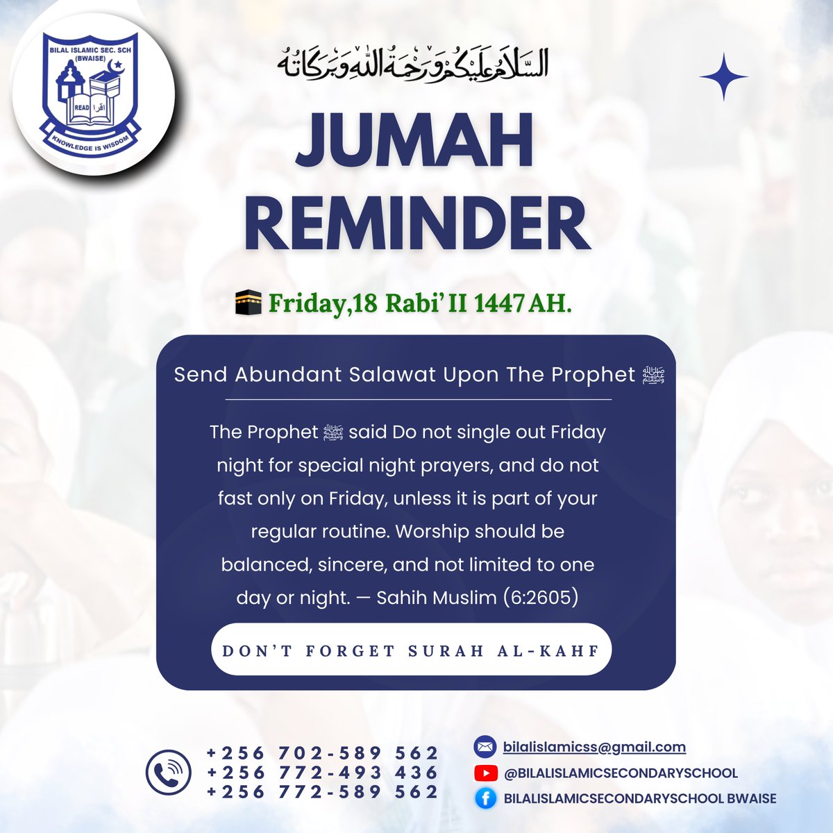 BilalBwaise's tweet photo. The Prophet ﷺ reminded us: worship is not for one day, but a way of life. Don’t single out Friday for fasting or prayer unless it’s your routine.#Jumahmubarack #fridayreminder #ShujaaNation #Algeria #LeyendasPokemon #jumahmubarack #dailyqoute https://t.co/hAuJ6olCfd