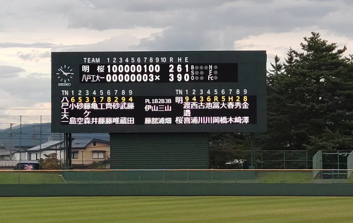 smalto19's tweet photo. 第78回 秋季東北地区高等学校野球大会

八戸工業大学第一3-2明桜
（試合終了） https://t.co/o7B6GpJPeK