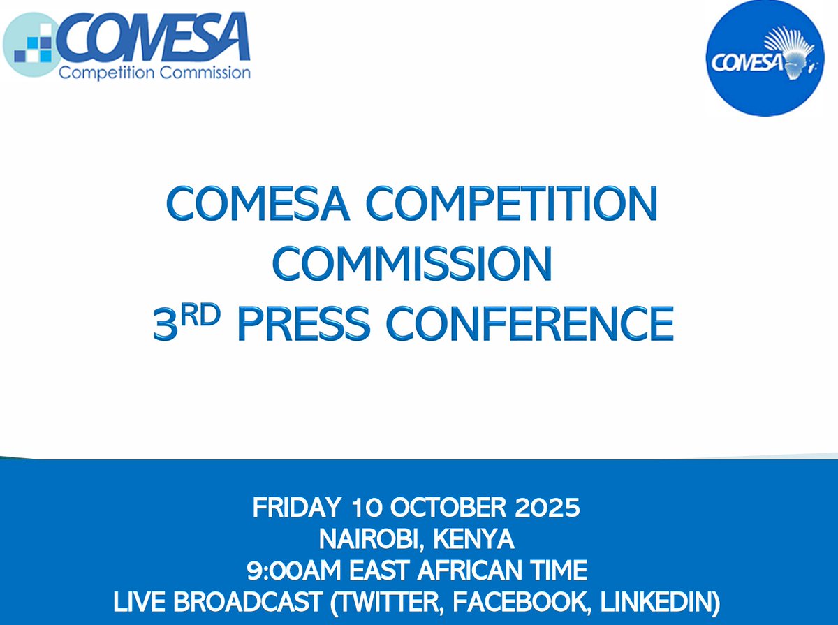 CCC_COMESA's tweet image. #CCCMediaBrief2025

Log in credentials to the Press Conference:

Zoom Meeting
us06web.zoom.us/j/84054254717?…

Meeting ID: 840 5425 4717
Passcode: 849457