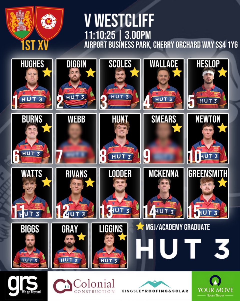 Here it is!

Your 1st team to travel down to <a href="/westcliffrugby/">Westcliff RFC</a> for their crucial league fixture.

With both sides searching for their first win this could be a cracker - get yourselves down to support the boys.

Up the N’s

🔴🟡🔵