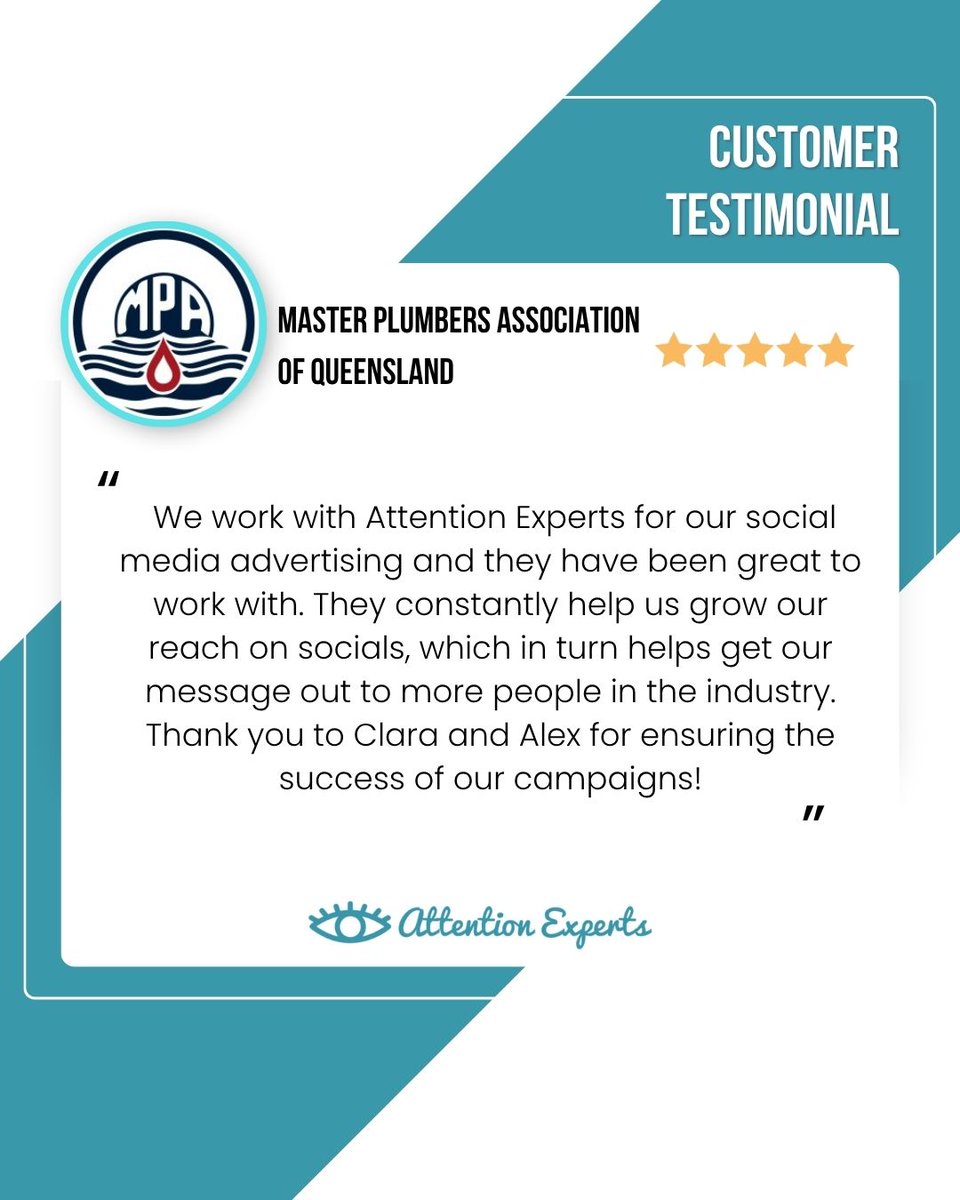 Thrilled to share this fantastic feedback from the Master Plumbers' Association of Queensland (MPAQ)! 🥳

Thank you to the whole MPAQ team—we genuinely love working with you to support such a vital industry.

#ClientSuccess #DigitalMarketingROI #SocialMediaGrowth