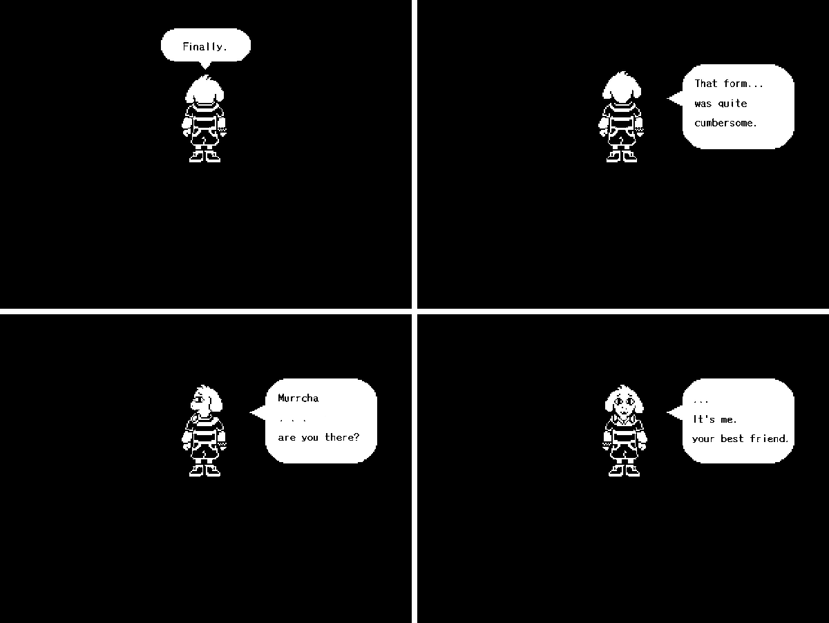 TemmieOrSmth99's tweet photo. Something Undertale's 10th anniversary stream made me remember is how well written Togore is as a character

Everything from the True Lab tapes to his final Pacifist fight, it's crazy to think that we only knew him as a talking star back during the demo era.

Great job Toby 🙏 https://t.co/sJkIVMTCjt