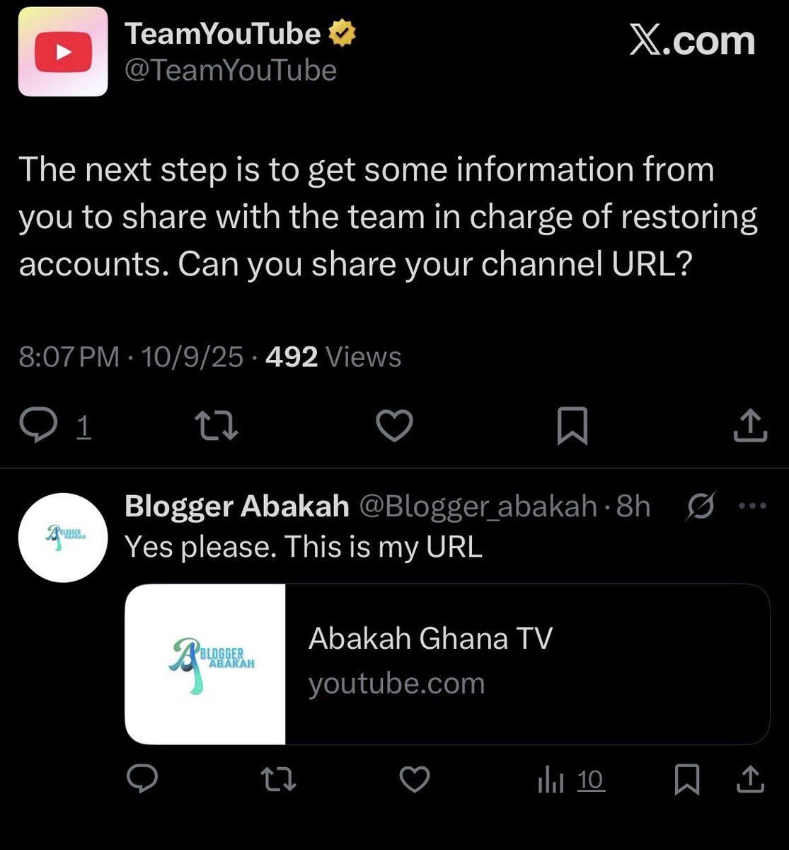Blogger_abakah's tweet image. Dear YouTube @YouTube @TeamYouTube I’ve not gotten any response after sharing my URL with you, please response and help me get back my account 

This is my URL youtube.com/@abakahghanatv