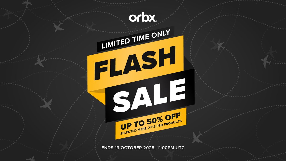 ⚡ Start your weekend with a Flash Sale!

Save up to 50% off over 600 products from Orbx and popular developers for MSFS, X-Plane, and Prepar3D.

Selected Airports, regions, aircraft, and city packs are all on sale now.

🛒 Shop the Sale now 👉orbxdirect.com/on-sale