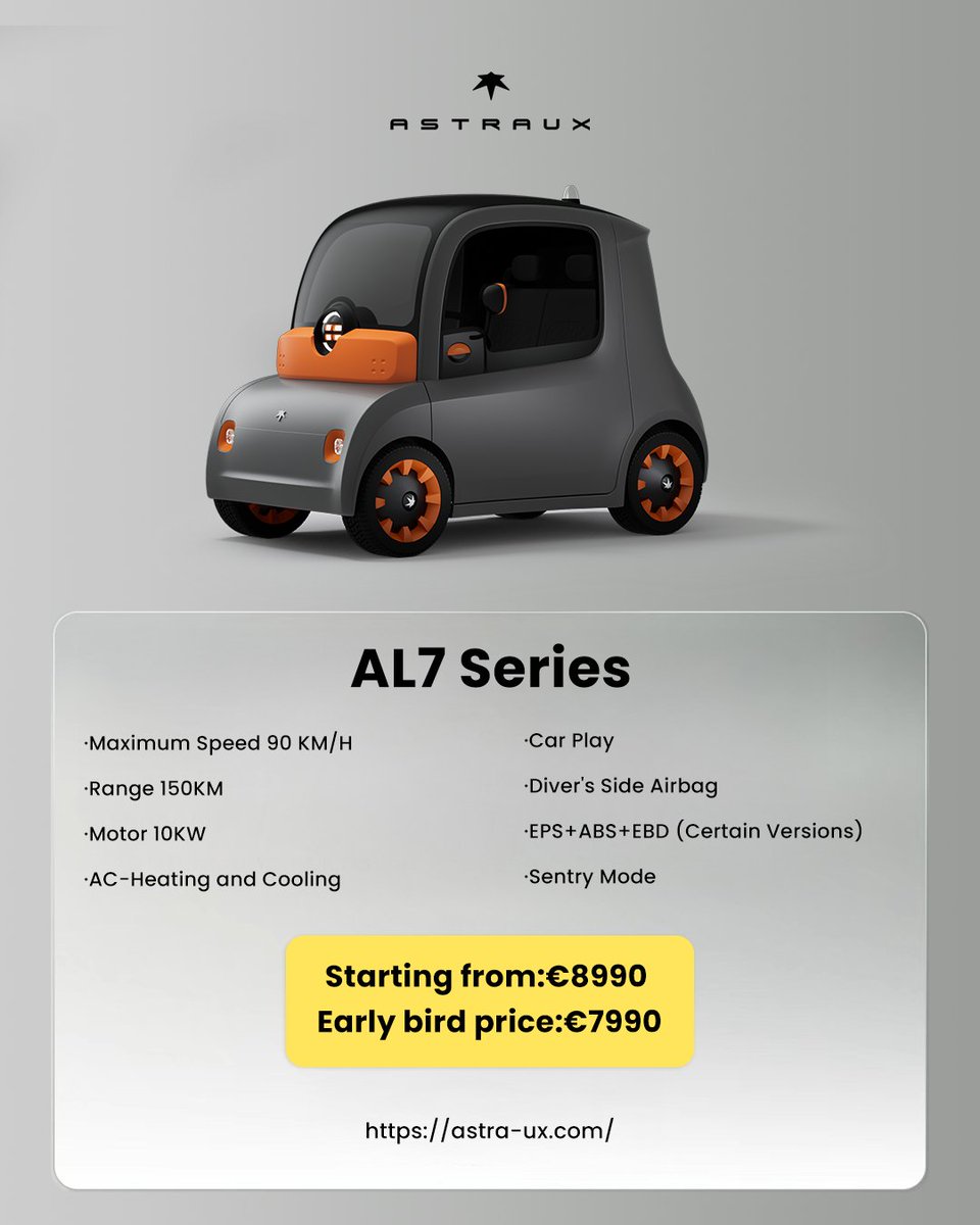 Astrauxglobal's tweet photo. ⏳ Only 30 days left until pre-sale ends!
Don’t miss your chance to lock in the ride that blends style, smart tech, and performance. 🚗✨
Time is running out — secure yours before it’s too late!
🔗 Learn more via the link in bio.
#ASTRAUX #ElectricVehicles #EVLife #electriccar #futuretechnology #TechInnovation #30DaysLeft #PreSaleEndingSoon #DriveTheFuture