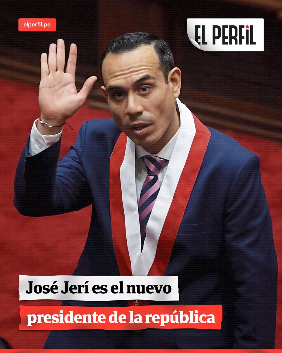 🇵🇪 ¡José Jeri es el nuevo presidente del Perú!

🏛 Tras la vacancia de Dina Boluarte aprobada por el #Congreso, el presidente del Parlamento, José Jeri, juró como nuevo jefe de Estado.

👔 Con 39 años, el congresista de #SomosPerú se convierte en uno de los mandatarios más