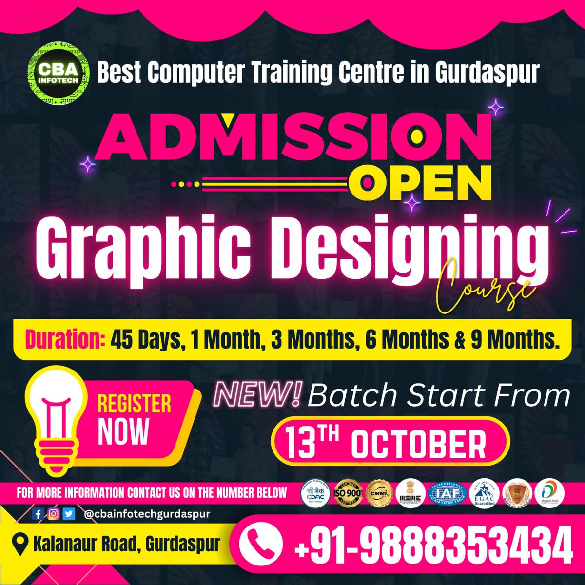 CbaInfotech's tweet image. 🚨🎓📢 ADMISSION OPEN
🖥️💻 Best Computer Courses in Gurdaspur
📅 NEW BATCH STARTS: 13th OCTOBER
⏰ 45 Days ⏳ 1 Month 📘 3 Months 🧠 6 Months 🧑💼 9 Months
📌 100% Practical Training
📞 Register NOW! Limited Seats 🎯
#ComputerCourse #GurdaspurTraining #JoinNow #FutureReady