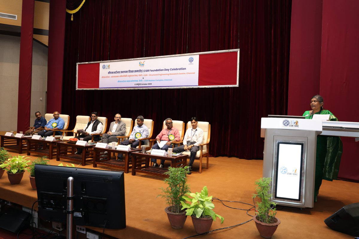 csir_serc's tweet image. CSIR Foundation Day 2025 address by the Chief Guests Dr. Manish Jaiswal, Director, National Automotive Test Tracks, Indore, Madhya Pradesh and Dr. Shivakumar Kalyanaraman, Chief Executive Officer,
Anusandhan National Research Foundation (ANRF) New Delhi
