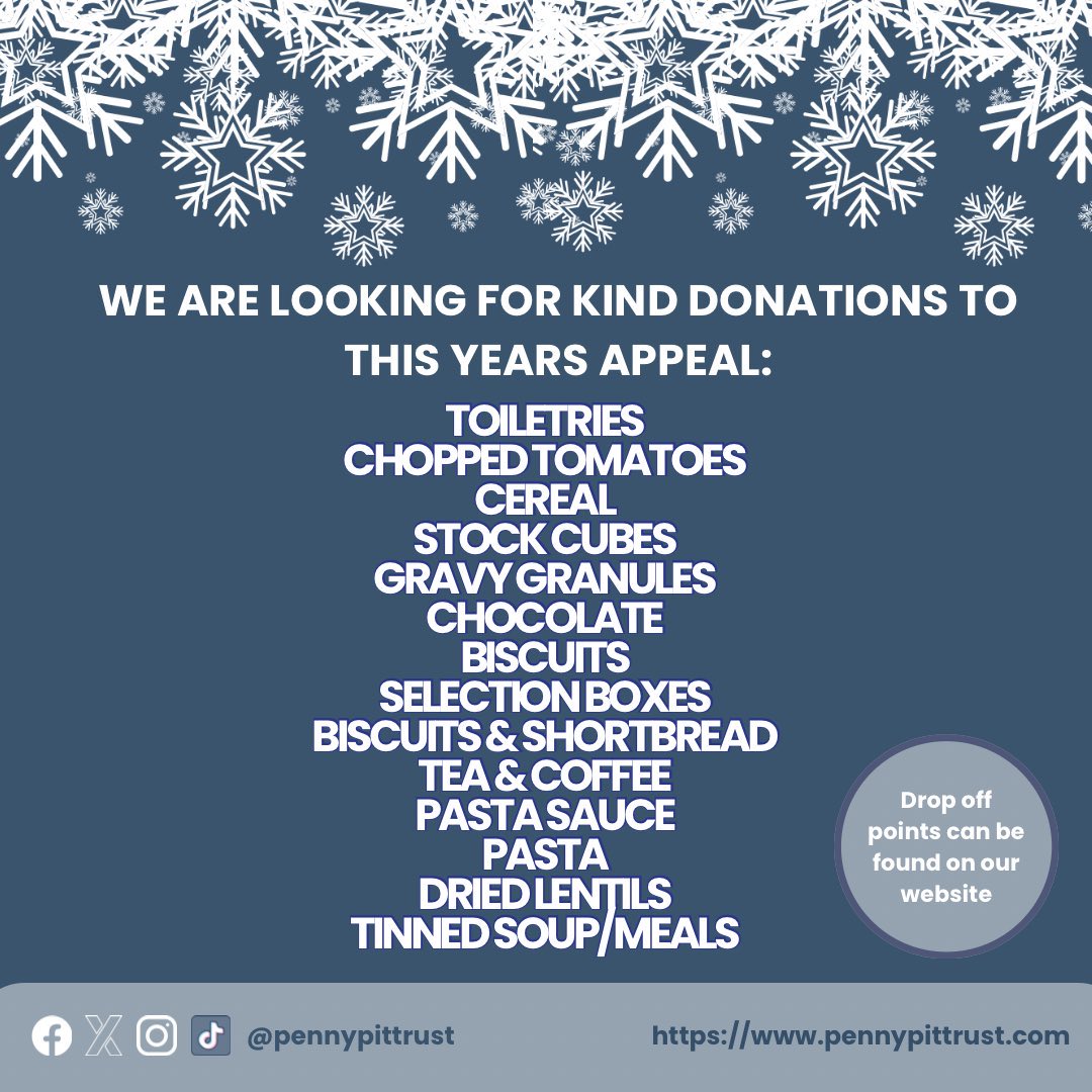Last year we supported over 1000 children and young people and 60 socially isolated through our Festive Provision. We are expecting these numbers to rise this year 

Our referrals are open (except Faside as this will open shortly). We are accepting donations, drop off points 🧵
