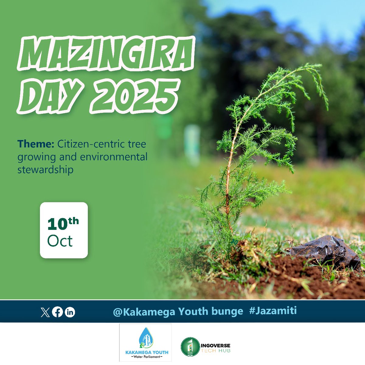 Happy Mazingira Day 2025! 
Today we unite under the theme “Citizen-centric tree growing and environmental stewardship” to take action for our planet.
Let’s plant trees, nurture nature, and be the change our environment needs. 
#MazingiraDay2025 <a href="/_KWAHO/">Kenya Water For Health Organization(KWAHO)</a> #ClimateAction
<a href="/KEWASNET/">KEWASNET</a>