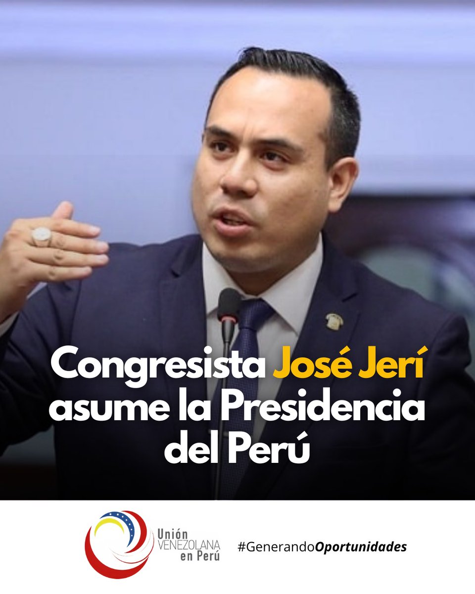 Congresista José Jerí asume la Presidencia del Perú.

El Congreso aprobó la vacancia de Dina Boluarte por incapacidad moral.

Jerí ejercerá el mandato hasta julio de 2026.

Fernando Rospigliosi será el nuevo presidente del Congreso.