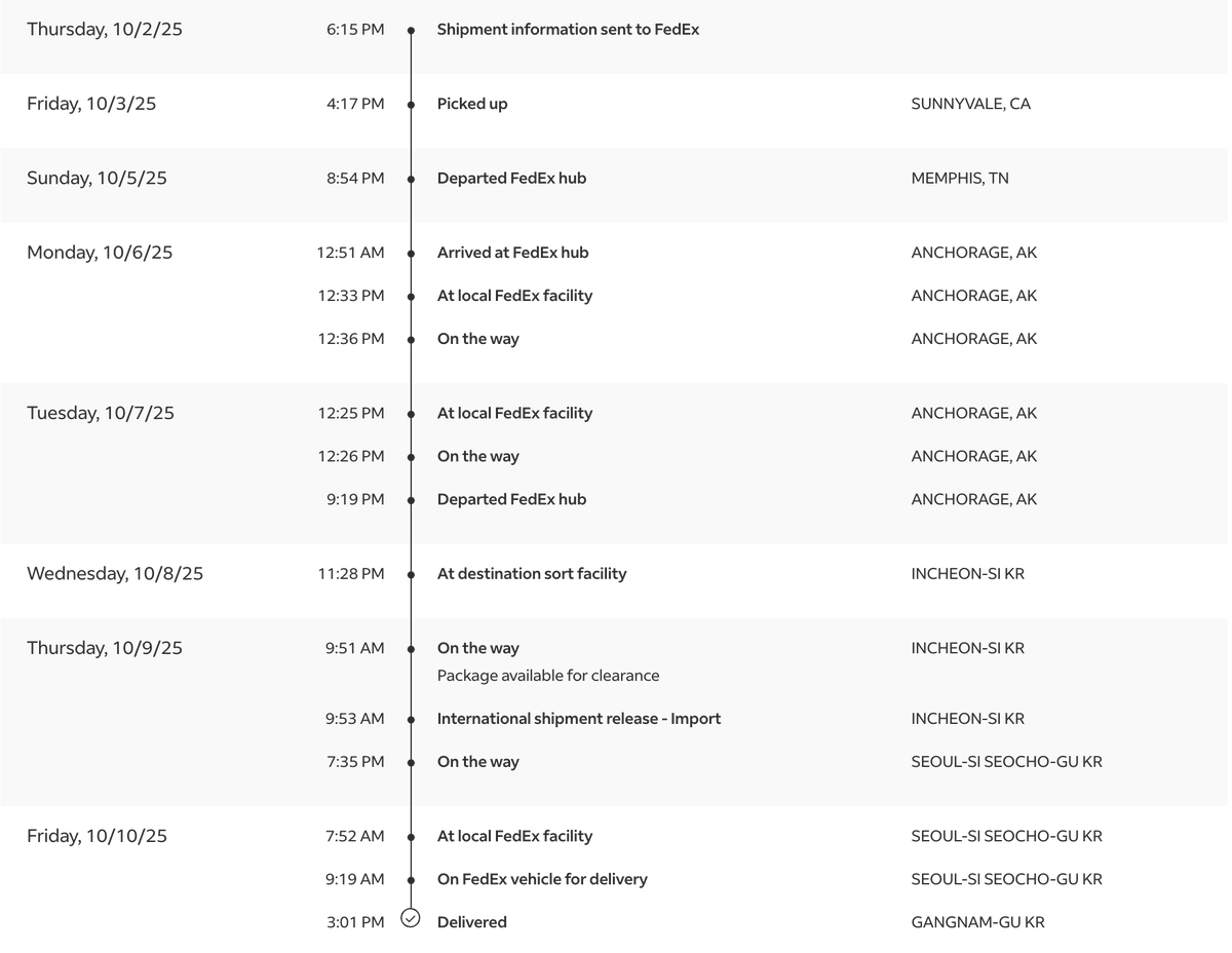 computeless's tweet image. i’ve always been fascinated by how unit economics shape the bloated total miles traveled for packages
i ordered @FarhanBuilds's awesome noble notes and it traveled the world to get in my hands lol
this isn't an international shipping problem - this happens domestically as well