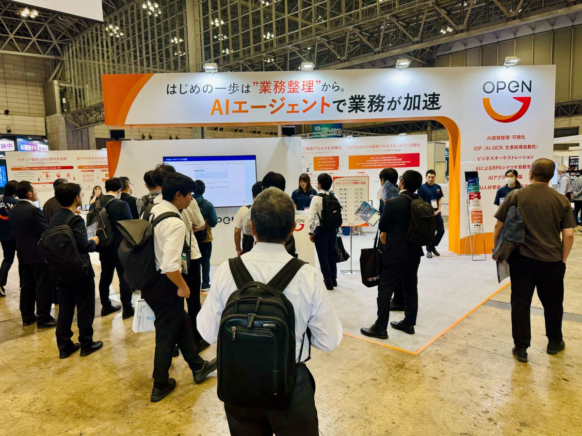 RPA_Tech's tweet image. ＼#AIエージェントWorld 最終日／
オープンは38-30（5ホール）
初公開の #AIエージェント サービスはデモを体感！
各種DXツールの活用事例はミニセミナーで!!

詳細☞　nextech-week.jp/hub/ja-jp/exhi…

#オープン株式会社 #RPA #AI #生成AI #BizRobo #AUTORO #OroSee #DX #MentionMe #NexTechWeek