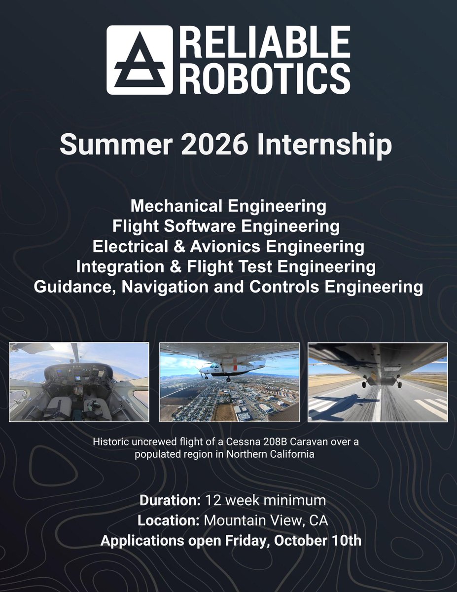 Applications for Reliable’s Summer Internship Program are open! If you're a driven university student who is  ready to be fully integrated into a fast-paced engineering team and want the hardware you design to fly in your lifetime, apply now: reliable.co/careers
