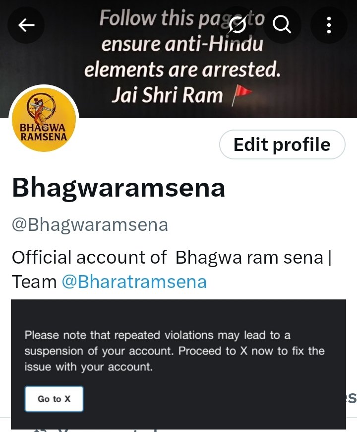 Bharatramsena's tweet image. Peaceful community are reporting my account.
The more you report, the harder I will fight for Hindus; I don't care if the account stays or goes.
Everyone, please follow @Bhagwaramsena in large numbers.
Let's strengthen this X account so I can properly show them their place.…