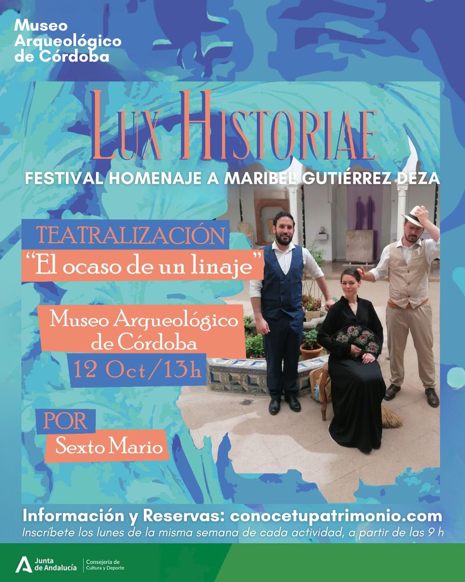 🎭 Este domingo 12, el #MACO se transforma en escenario.
🕐 A las 13:00 h, no te pierdas la teatralización "El Ocaso de un Linaje – Los Páez de Castillejo", dentro del homenaje a Maribel Gutiérrez "Lux Historiae."
📍 MACO
🔗 Reserva: conocetupatrimonio.com