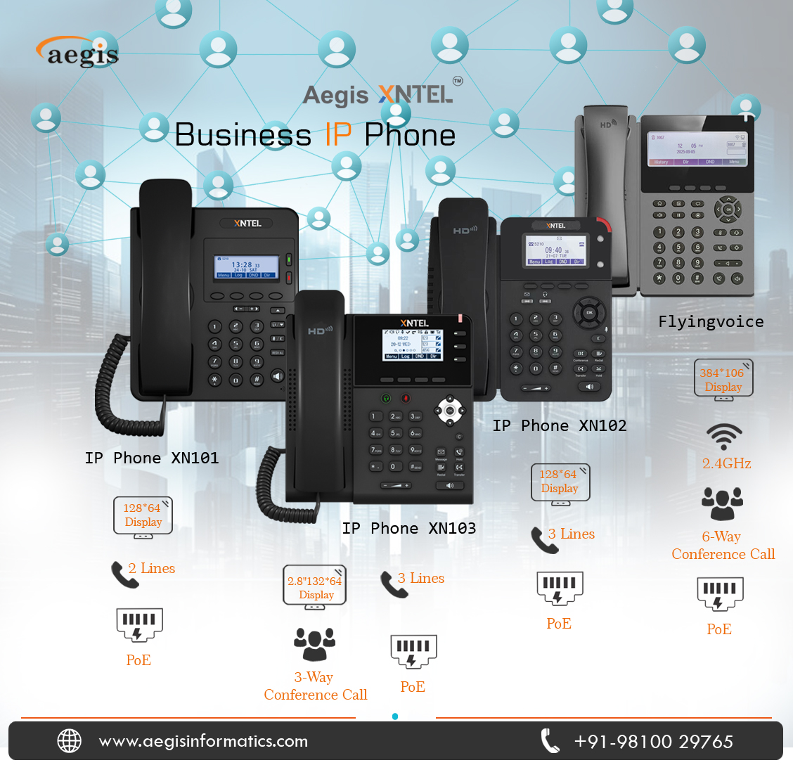 aegisinformatic's tweet image. We provide advanced business IP Phone XNTEL solutions designed to streamline communication for both startups and large enterprises. Enjoy features like Auto Answer, PoE, conferencing, and mobile connectivity 

#IPPhone #IPPhonesystem #IPPhoneXNTEL #VoIPPhone #BusinessIPPhone
