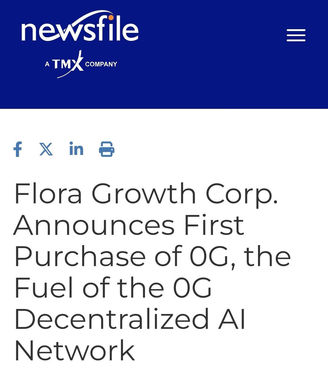 eazitechh's tweet image. BREAKING: Flora Growth Corp. Announces First Purchase of 0G, the Fuel of the 0G Decentralized AI Network

• Flora Growth Corp, soon to be rebranded as ZeroStack, announced its initial purchase of 772,200 0G tokens at an average price of $2.59, marking its first acquisition of 0G…