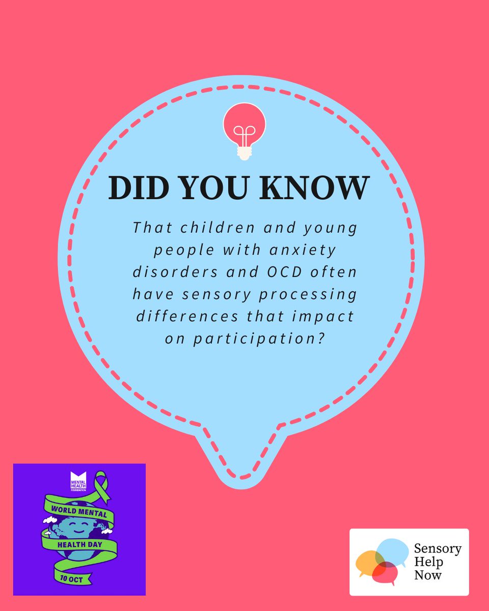 SensoryHelpNow's tweet photo. Many children with #mentalhealth difficulties also present with #sensoryprocessing differences that impact on participation. Read more about the link here.

#WorldMentalHealthDay #WorldMentalHealthDay2025 https://t.co/bAkFLMv3ZA