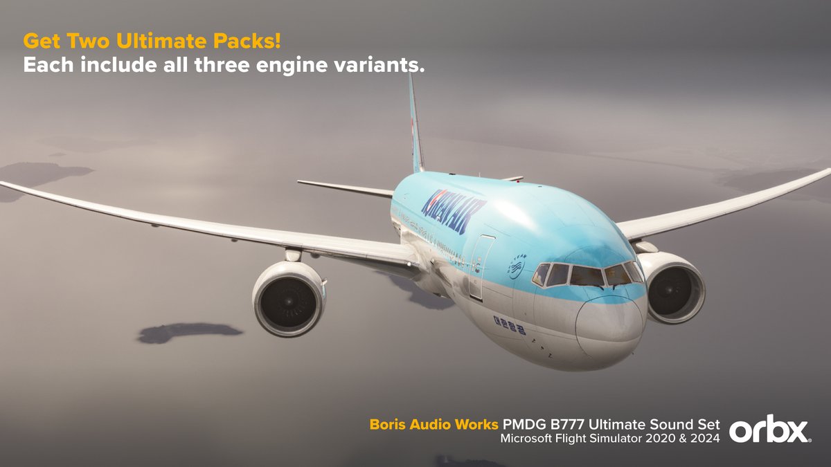 🎧 PMDG 777 Sound Packs are here!

By Boris Sound Studio and recorded from real engines and tuned for cockpit + external views.
Ultimate Pack USD $15.10 (approx.) or individual USD $7.90 (approx.).

Buy the individual packs and access both 2020 &amp; 2024.

🛫orbxdirect.com/partner/boris-…