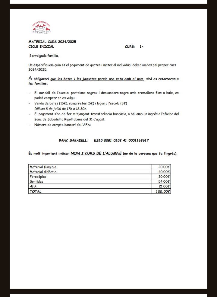 <a href="/orriolsderipoll/">Sílvia Orriols</a> Al final Sra. <a href="/orriolsderipoll/">Sílvia Orriols</a> fa el buit perquè només sóc un pare? Però és l'alcaldessa de Ripoll i li plantejo una pregunta i n'ha de saber la resposta.

Cadascuna de les quotes i aportacions a les escoles públiques de Ripoll són, en tot cas, obligatòries o del tot voluntàries?