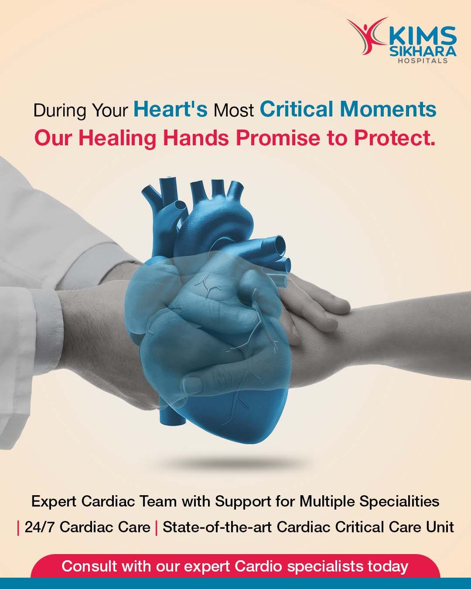 KimsSikhara's tweet image. Our cardiologists are here to take care of you during your most critical times. Your heart health is our priority at KIMS SIKHARA Hospitals, Guntur. Trust our expert team for compassionate and comprehensive care. 

 #HeartHealth #Cardiology #KIMSSIKHARA #Guntur #PatientCare