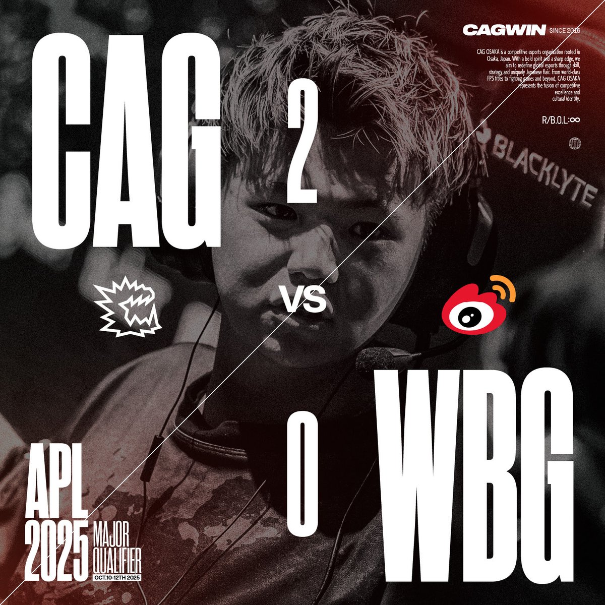 CYCLOPS_OSAKA's tweet image. APL Major Qualifier Day1

🆚WEIBO Gaming

BORDER 7-4 WIN

CHALET 7-5 WIN

2-0で勝利し見事メジャー出場を決めました🔥
予選優勝目指して頑張ります🏆
応援ありがとうございました😊

#CAGWIN