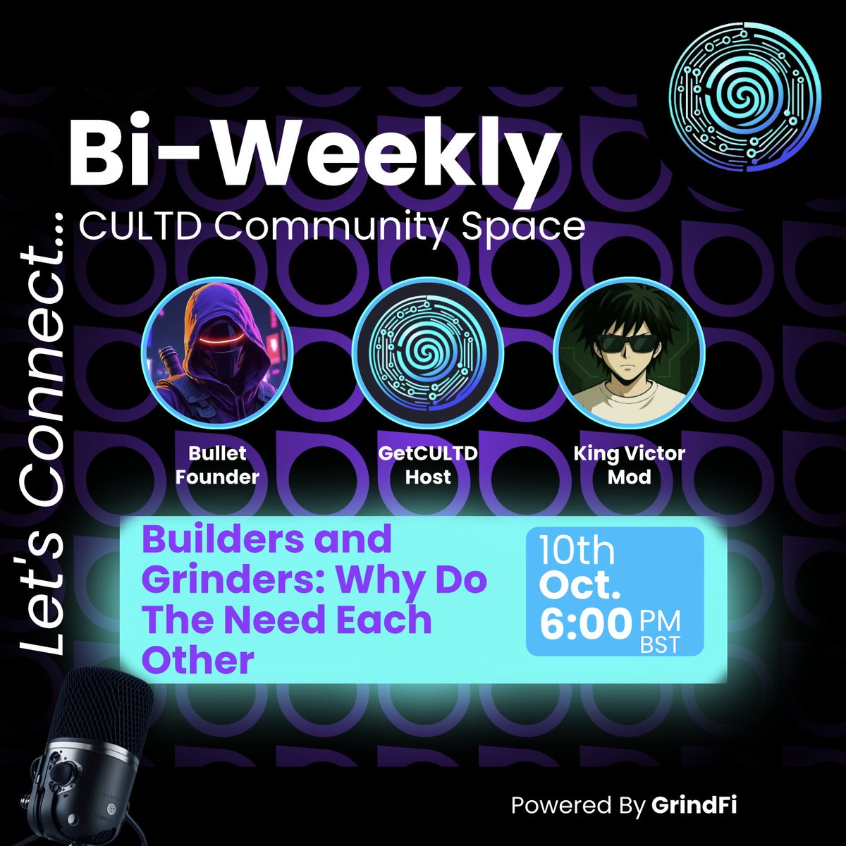 GetCULTD's tweet image. 🚨 SPACE ALERT 

Wanna discuss Why Builders and Grinders need each other? → join.  

🔹When: 10/10/2025, 6PM BST
🔹Where: x.com/i/spaces/1BRJj… 
🔹Why join? Because you want to get incentives for your actions.  

Let’s talk how to build attention the right way.      
👀 Set a…