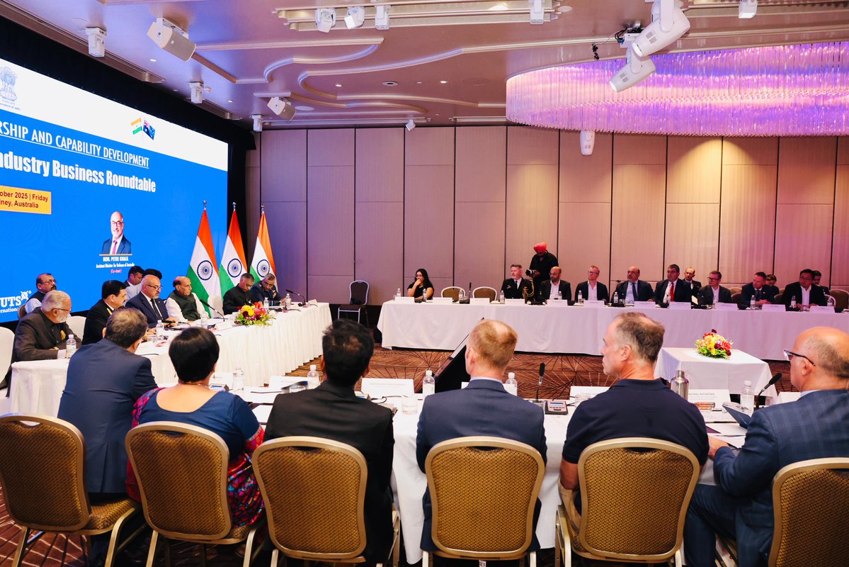rajnathsingh's tweet image. Happy to co-chair the first India-Australia Defence Industry Business Roundtable with Assistant Minister @PeterKhalilMP to advance industrial partnerships & capability development in our mutual defence sectors, further strengthening the India-Australia Comprehensive Strategic…