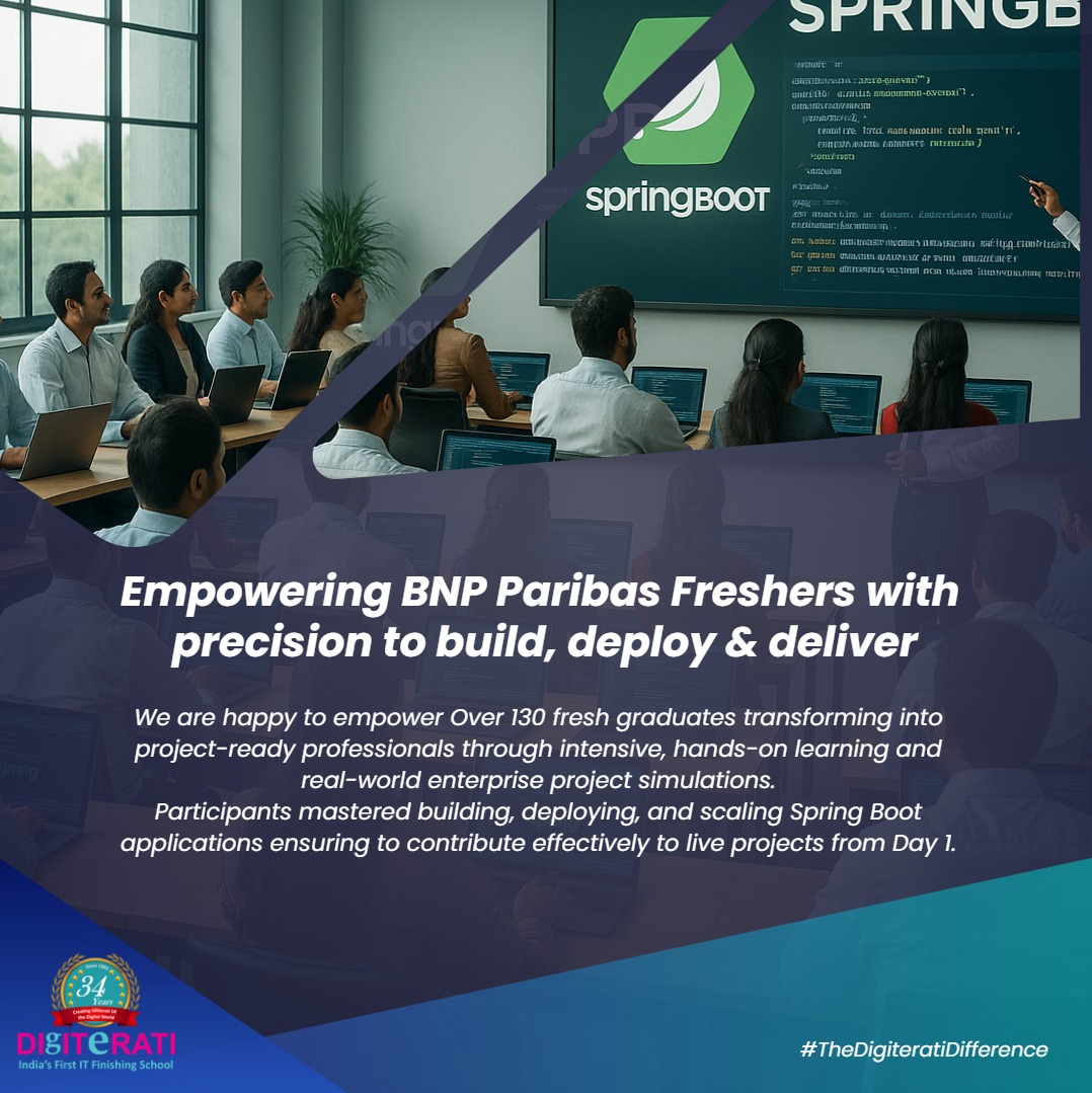 Digiteratian's tweet photo. #Digiterati #InformationTechnology #springboot #BNPParibas #ITTraining #deployment #technology  #upskill #thedigiteratidifference https://t.co/DUutwjATQg
